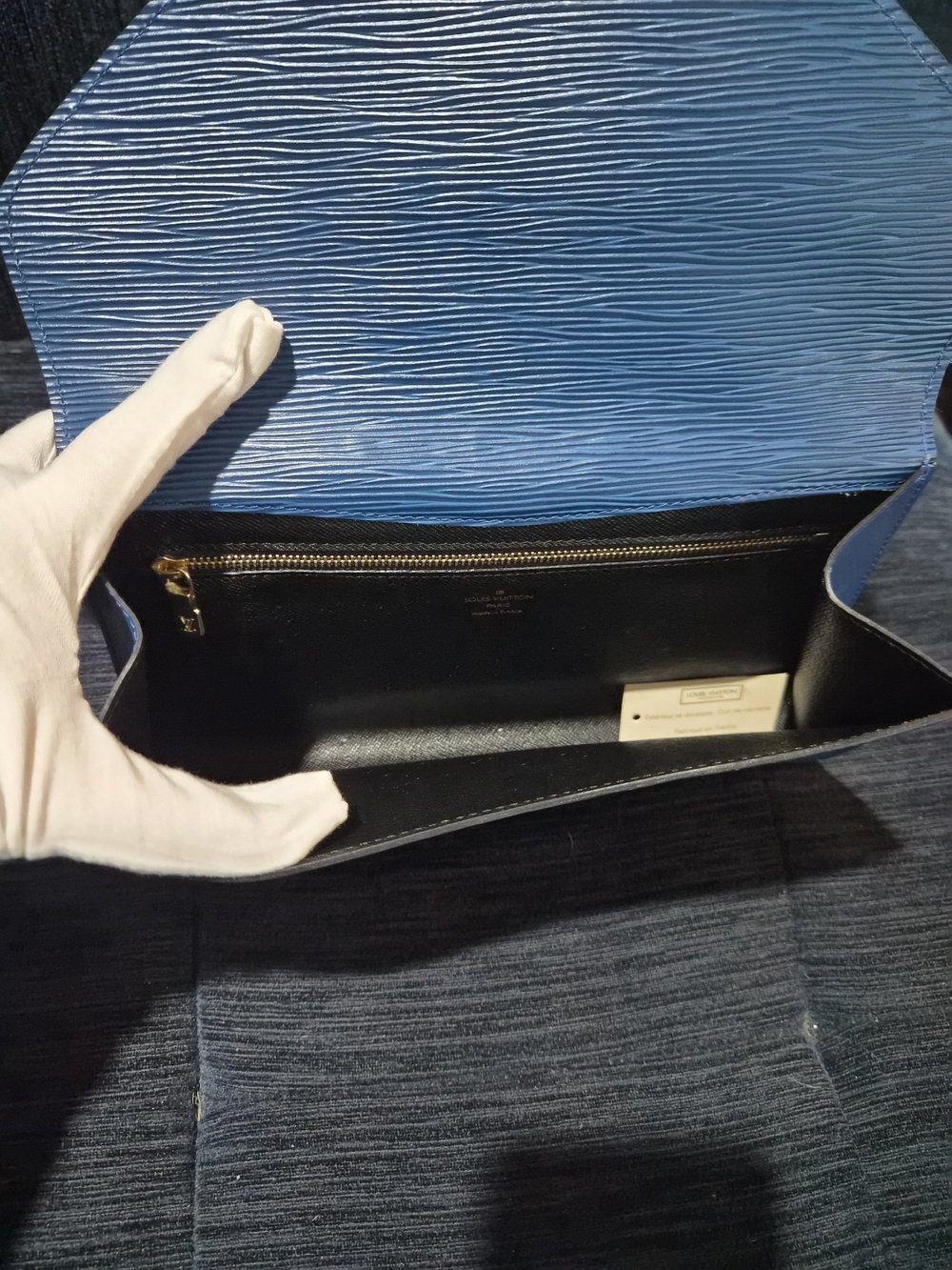 Louis Vuitton Epi Pochette Art Deco Clutch Bag Toledo Blue Vintage Envelope - Picture 5 of 13